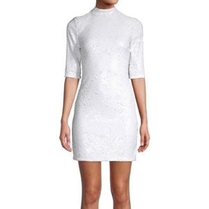 Alice and Olivia Inka white sequin mini dress